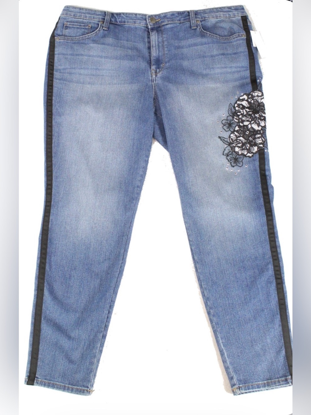 Embroidered Stretch Slim Leg Jeans